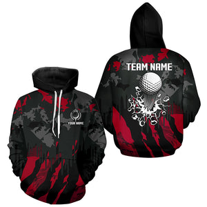 Black and Red Camo pattern Golf Hoodies custom team golf shirt, cool golf gifts NQS9185