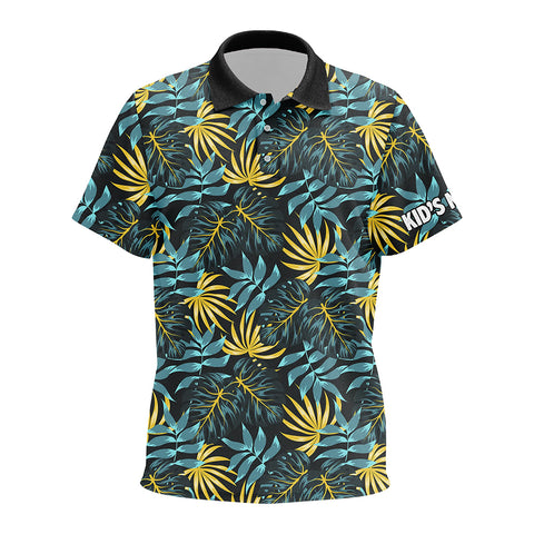 Kid golf polos shirts custom tropical pattern team golf top for Kid, golf clothes for Kid NQS7300