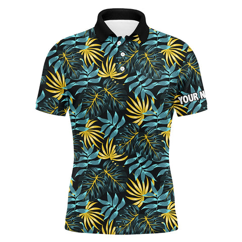 Mens golf polo shirt custom tropical pattern team golf tops for men, men's golf clothes NQS7300