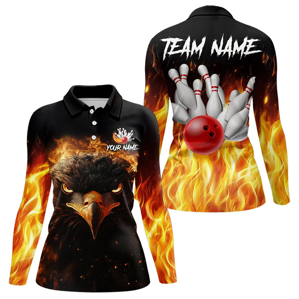 Flame Eagle Women Bowling Polo, Quarter Zip Shirt Custom team ladies bowling outfit gifts for bowlers NQS9708