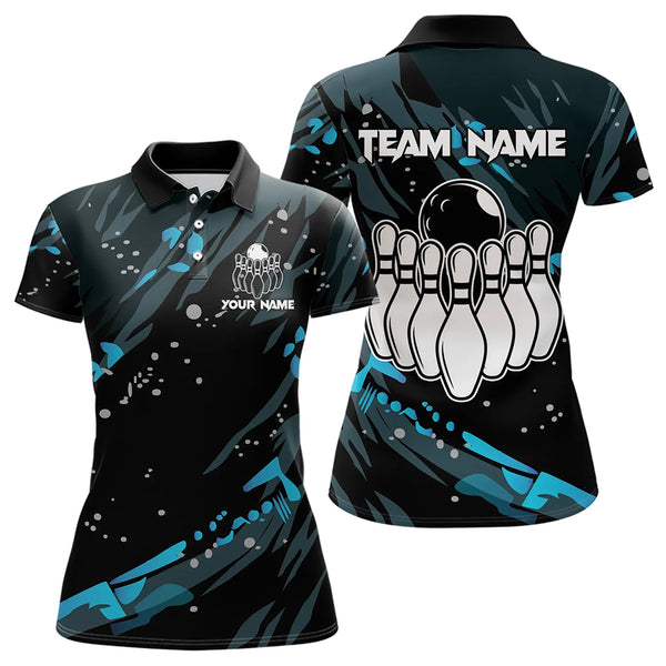 Personalized Blue Camo Bowling Team Shirts For Women Custom Bowling Team jerseys, Gifts For Bowler NQS9718