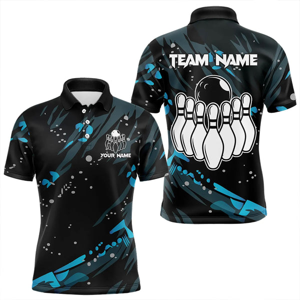 Personalized Blue Camo Bowling Team Shirts For Men Custom Bowling Team jerseys, Gifts For Bowler NQS9718