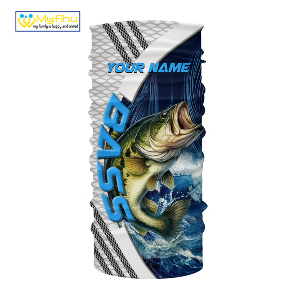 Blue and White Camo Largemouth Bass fishing Custom name sun protection Bass fishing team jerseys NQS9981