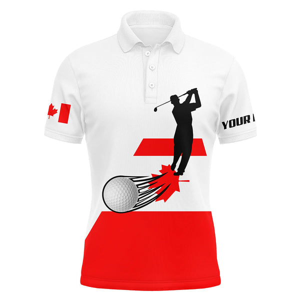 Canadian flag Mens golf polo shirts custom name patriotic white golf shirt, best mens golf wear NQS5763