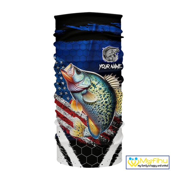 Crappie fishing American Flag Custom patriotic long sleeve team Crappie fishing shirts | Blue NQS10685