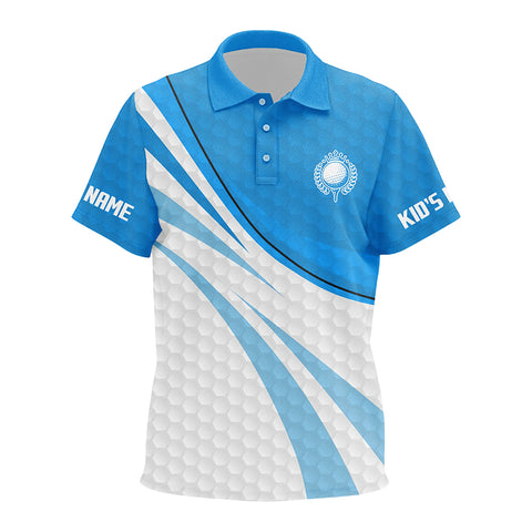 Blue and white Kid Golf Polo Shirts Custom Kid blue golf polo golfer gifts NQS9206