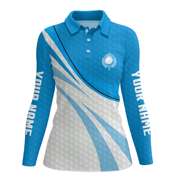 Blue and white Women Golf Polo Shirts Custom ladies blue golf polo golfer gifts NQS9206