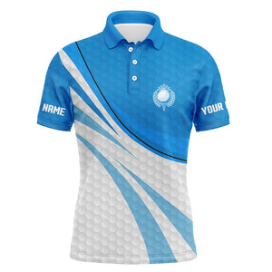 Blue and white Mens Golf Polo Shirts Custom Mens blue golf polo golfer gifts NQS9206