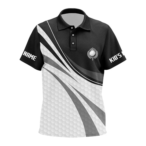 Black and white Kid Golf Polo Shirts Custom Kid black golf polo golfer gifts NQS9207