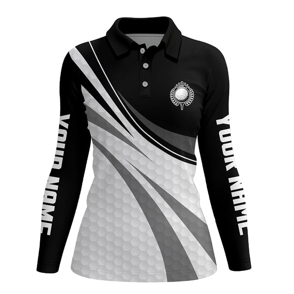 Black and white Women Golf Polo Shirts Custom ladies black golf polo golfer gifts NQS9207