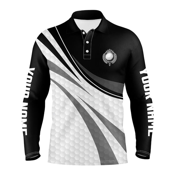 Black and white Mens Golf Polo Shirts Custom Mens black golf polo golfer gifts NQS9207