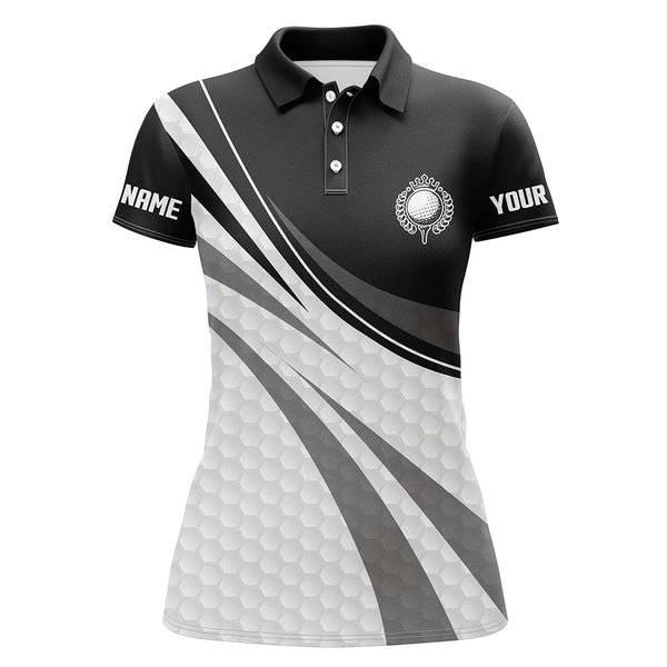 Black and white Women Golf Polo Shirts Custom ladies black golf polo golfer gifts NQS9207