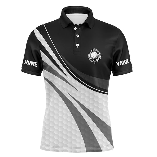 Black and white Mens Golf Polo Shirts Custom Mens black golf polo golfer gifts NQS9207