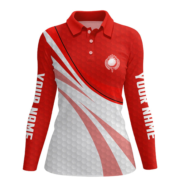 Red and white Women Golf Polo Shirts Custom ladies red golf polo golfer gifts NQS9208