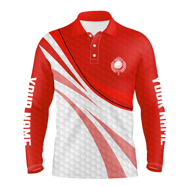 Red and white Mens Golf Polo Shirts Custom Mens red golf polo golfer gifts NQS9208