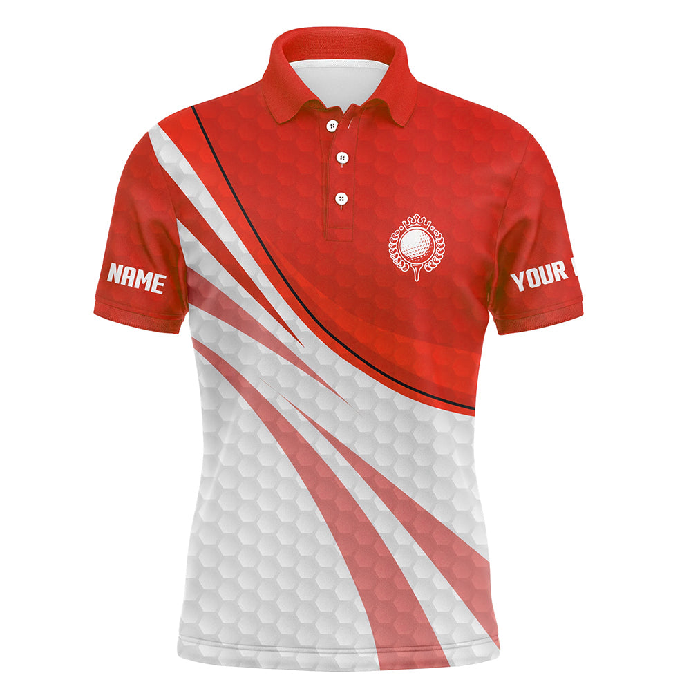 Red and white Mens Golf Polo Shirts Custom Mens red golf polo golfer gifts NQS9208