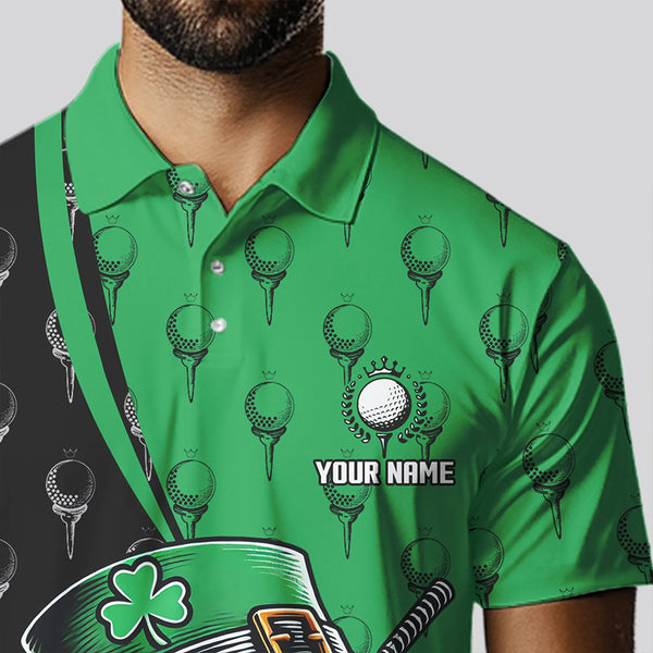 Personalized Black and Green Camo Skull Men golf polo shirts Custom St Patrick Day mens golf wear NQS9566