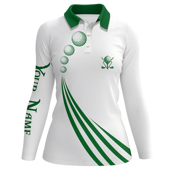 Green and white Womens golf polo shirts custom ladies golf ball clothing, personalized golf gifts NQS5776
