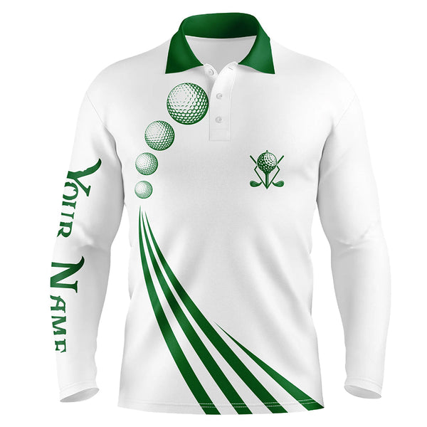 Green and white Mens polo golf shirts custom mens golf ball clothing, personalized golf gifts NQS5776