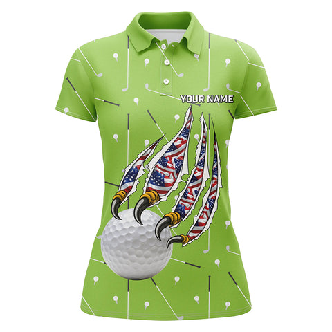 Green camo golf ball American Flag Eagle claw Women golf polo shirt custom patriotic golf outfits NQS8987