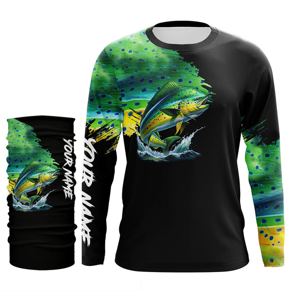 Mahi mahi fishing green scales Custom UV protection performance long sleeve tournament fishing jerseys NQS7317