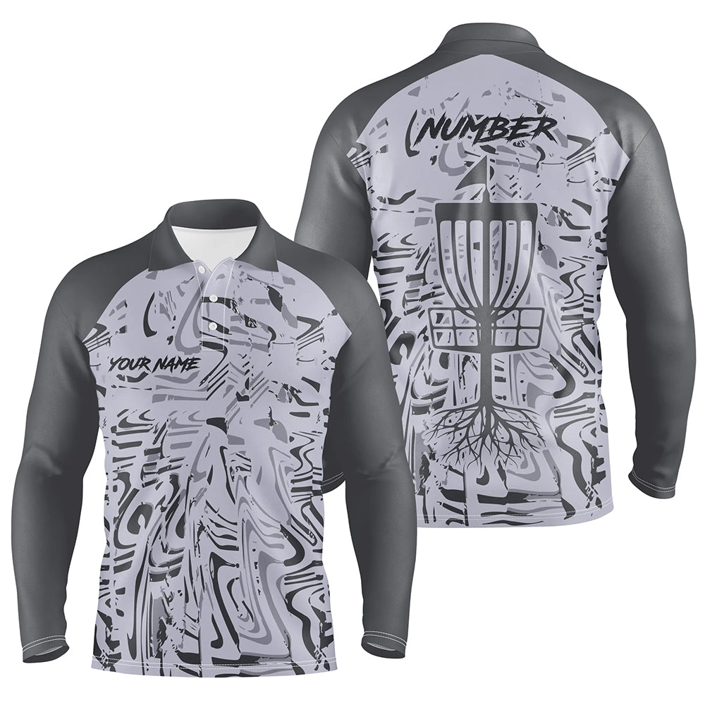 Gray Camo Pattern Mens Disc golf polo shirts custom team disc golf clo ...