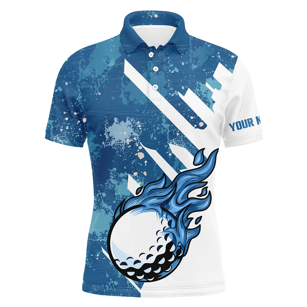 Blue and white golf ball flame Mens golf polo shirts custom team golf shirts, mens golf clothing NQS7506