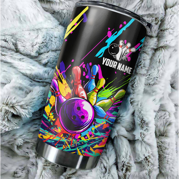1PC Colorful bowling Custom Stainless Steel Tumbler Cup, personalized Team bowling gifts for bowlers NQS9886