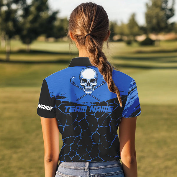 Black and Blue Skull Golf Custom Women golf polo shirts, personalized golf tournament jerseys for team NQS9584