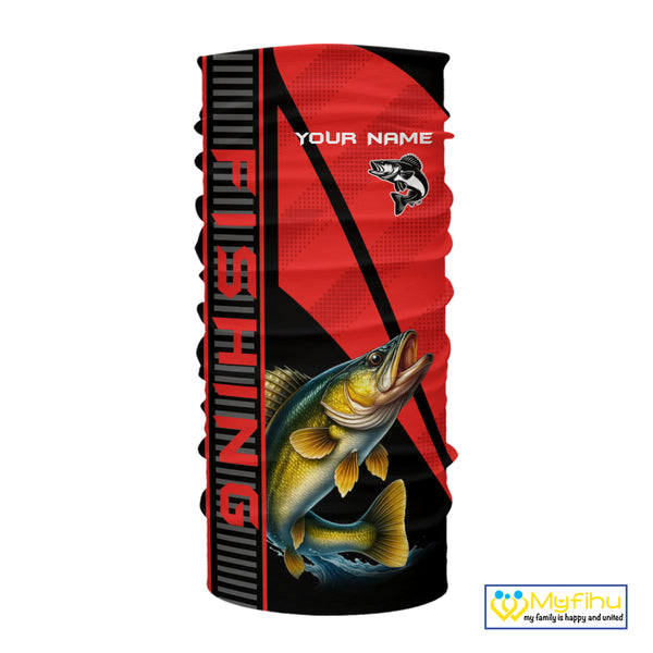 Black and red Walleye Fishing Custom UV protection Long sleeve fishing shirts For Men, Women NQS10161