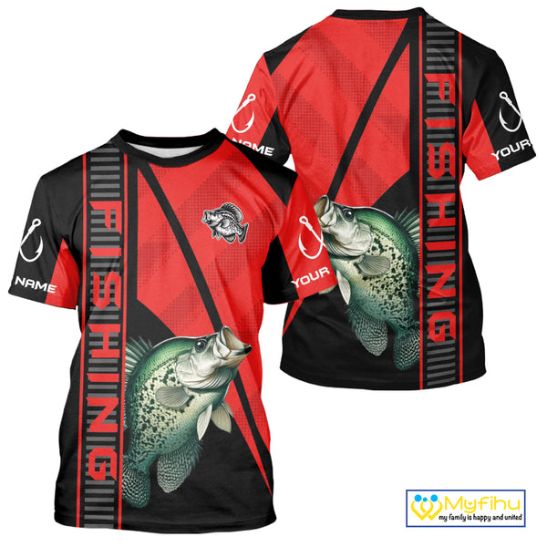 Black and red Crappie Fishing Custom UV protection Long sleeve fishing shirts For Men, Women NQS10162