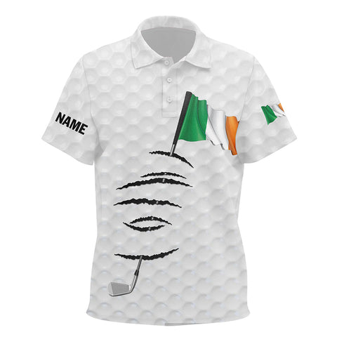 Personalized white Kid golf polo shirts Ireland flag patriotic custom gifts for golf lovers NQS7066