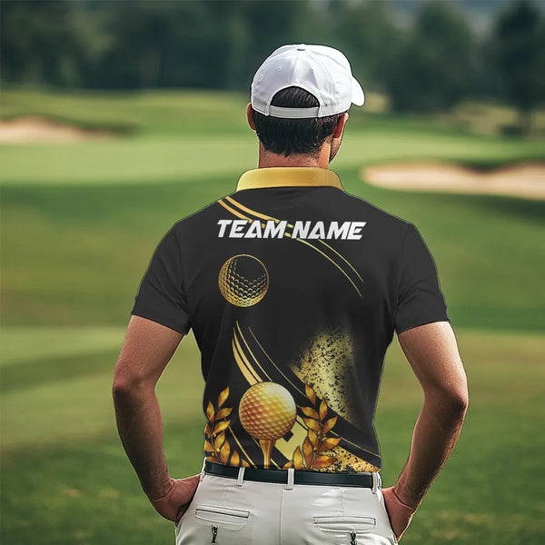Black and Gold Mens Golf polo shirts custom golf apparel team jerseys, personalized golf gifts NQS9594