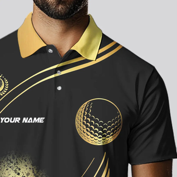 Black and Gold Mens Golf polo shirts custom golf apparel team jerseys, personalized golf gifts NQS9594