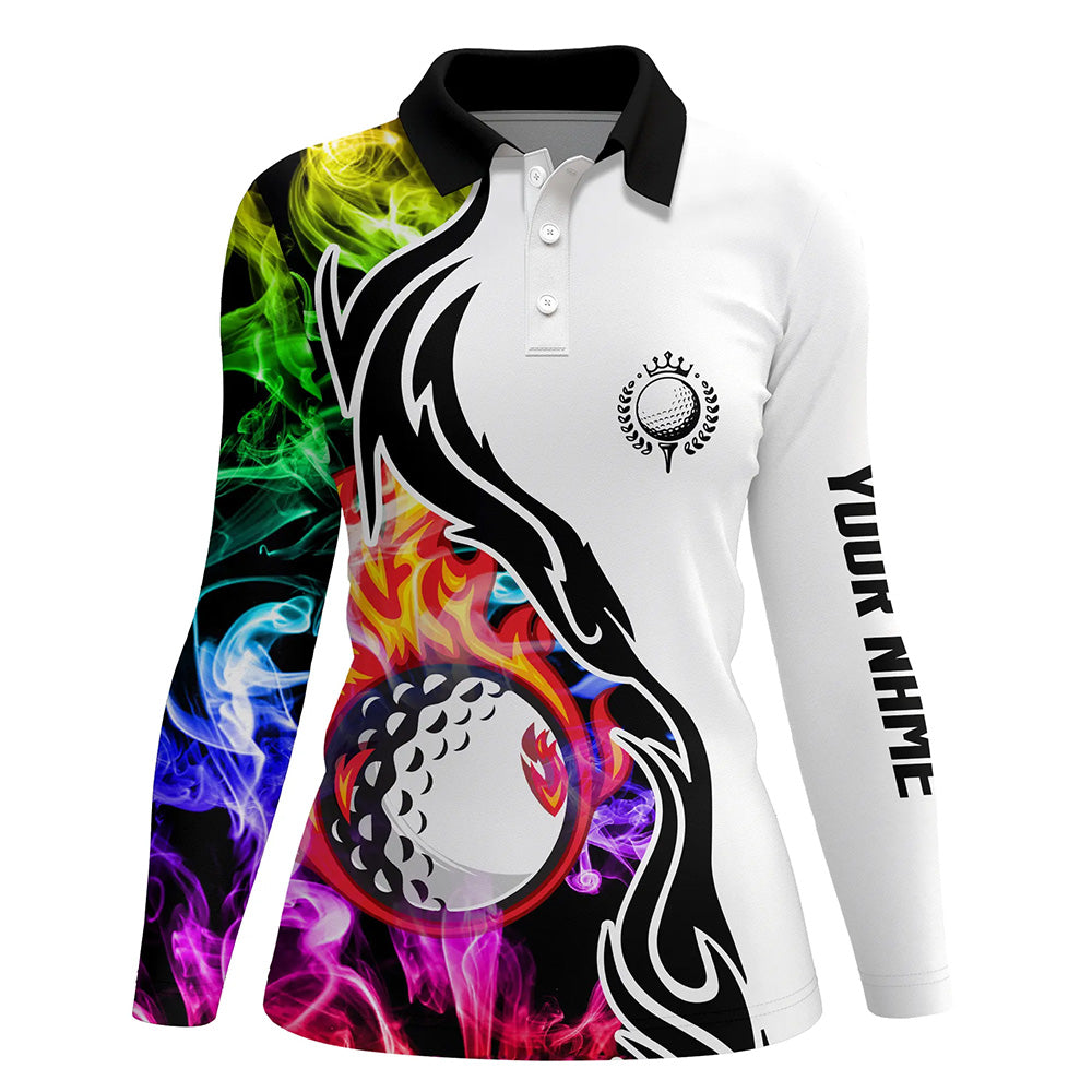 Colorful rainbow smoke Womens golf polo shirts custom golf ball team jerseys, golf attire for ladies NQS6690
