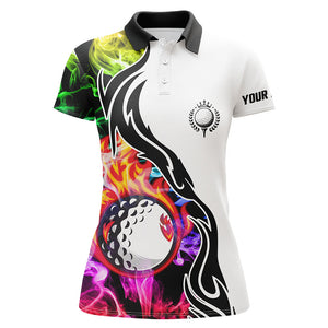 Colorful rainbow smoke Womens golf polo shirts custom golf ball team jerseys, golf attire for ladies NQS6690