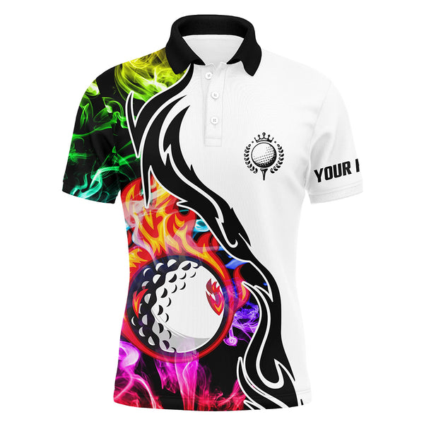 Colorful rainbow smoke Mens golf polo shirts custom golf ball team golf jerseys, golf attire for men NQS6690