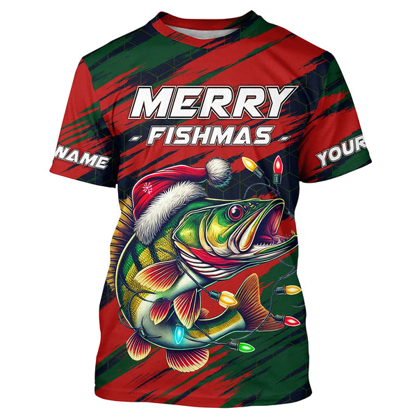 Personalized funny Christmas Walleye Fishing Shirts, Mery Fishmas Fishing gift for men, women, kid NQS9007