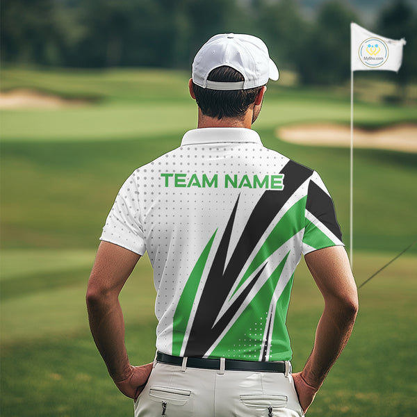 Black, White and Green Golf polo shirts For Mens custom mens golf top, unique golf gifts NQS10010