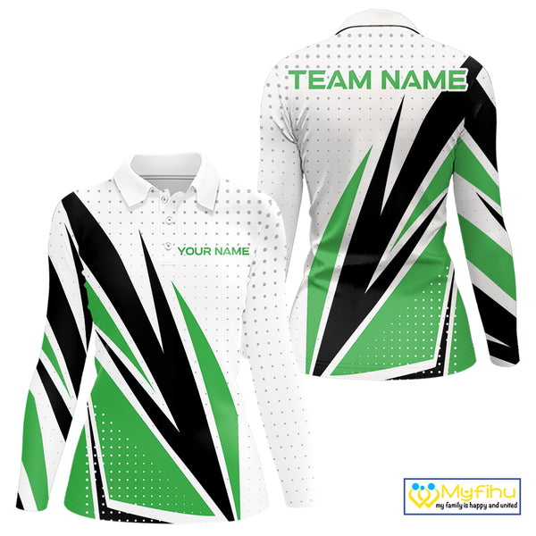 Black, White and Green Golf polo shirts For Women custom ladies golf top, unique golf gift NQS10010