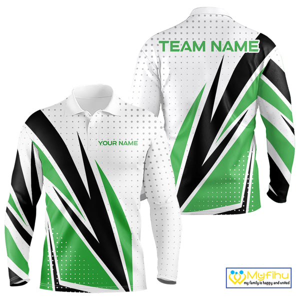 Black, White and Green Golf polo shirts For Mens custom mens golf top, unique golf gifts NQS10010