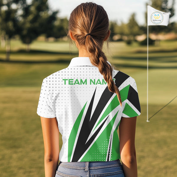 Black, White and Green Golf polo shirts For Women custom ladies golf top, unique golf gift NQS10010