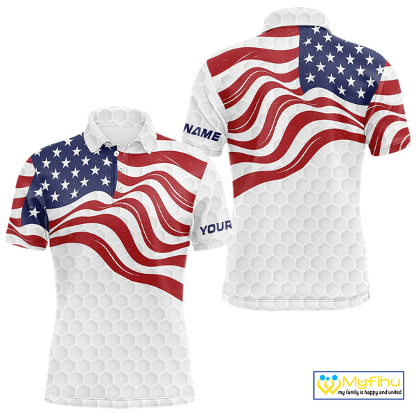 Red, White and Blue American Flag Men golf polo shirts custom men's patriotic golf apparel NQS10169