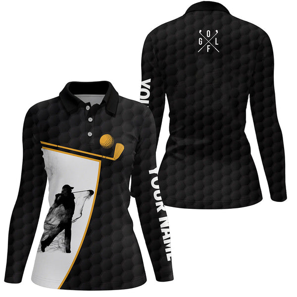 Black and white Womens golf polo shirts custom golf ball shirts for women ladies golf top NQS6213