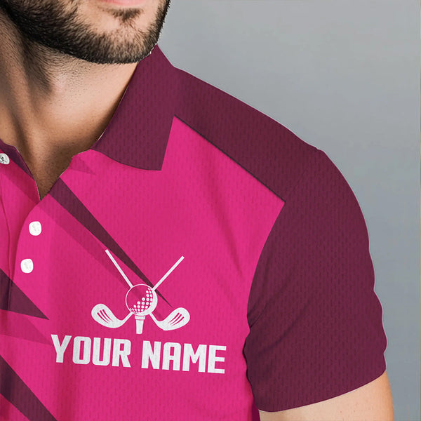 Men golf polo shirts pink lightning custom name and team name golf shirt, golfing gifts NQS9428