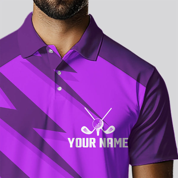 Men golf polo shirts purple lightning custom name and team name golf shirt, golfing gifts NQS9429