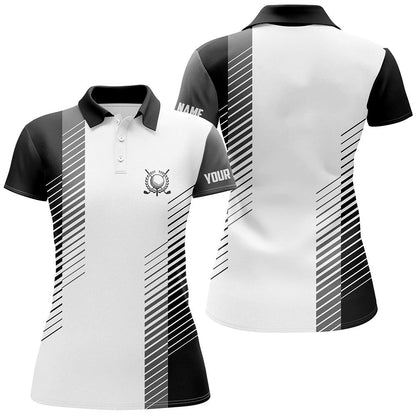 Black and white Womens golf polo shirts custom golf ball shirt for women, ladies golf top NQS7186