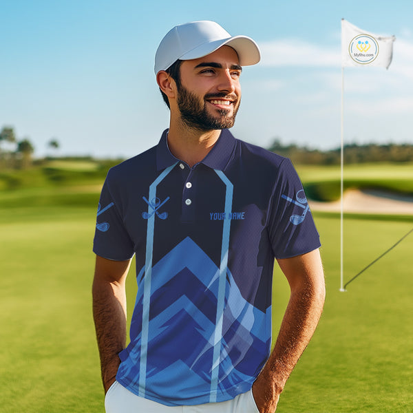 Golf polo shirts For Mens custom team mens golf top, unique golf gifts | Blue NQS10015