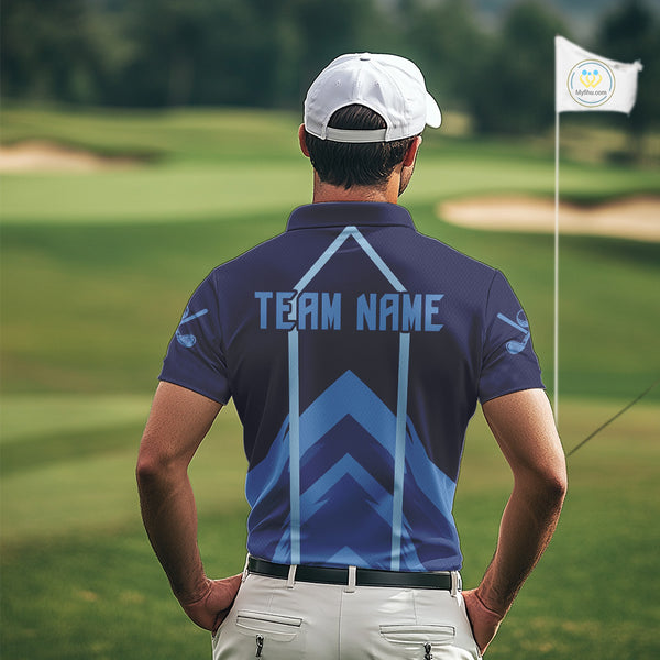 Golf polo shirts For Mens custom team mens golf top, unique golf gifts | Blue NQS10015