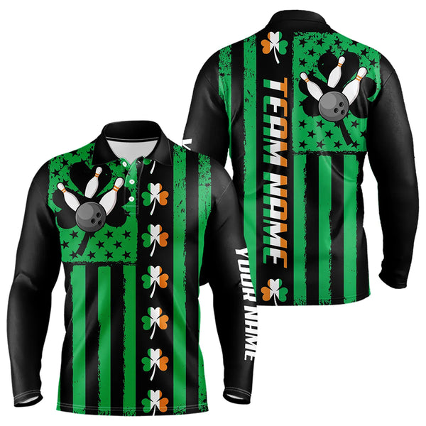 Black and Green American flag Irish Men bowling shirts Custom St Patrick Day Bowling Team Jersey NQS9612